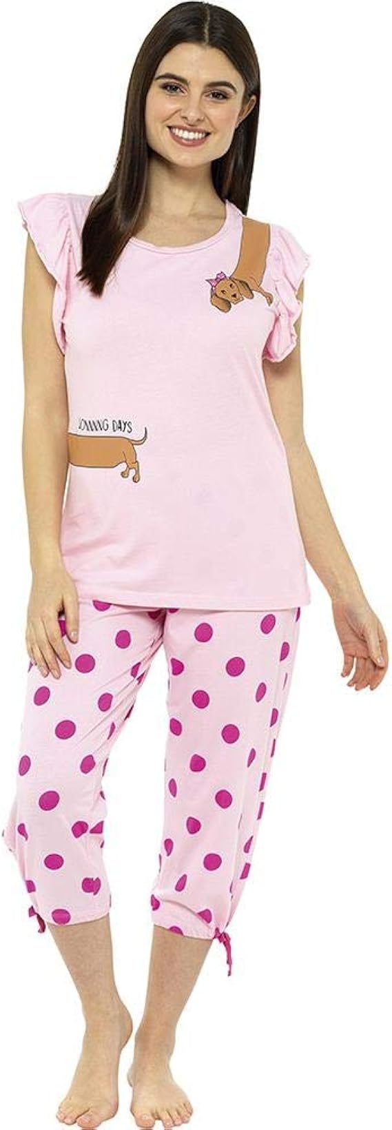 Daisy Dreamer Womens Pyjama Set Ruffle Sleeve Cotton Pyjamas Ladies