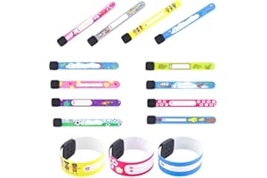 12Pcs Child Safety ID Wristband – Adjustable, Waterproof Kids ID Bracelet for Anti-Wandering, Reusable Emergency Travel Ident