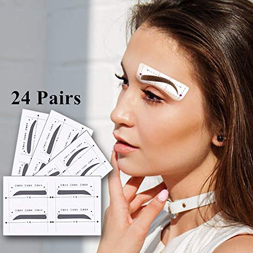 YBB 8 Styles Eyebrow Stencils, Eyebrow Shaping Templates DIY Grooming Stencil Kit Reusable Eyebrow Drawing Guide Card with 24 Pair Eyebrows Shape Stickers and 3 Pcs Eyebrow Razors