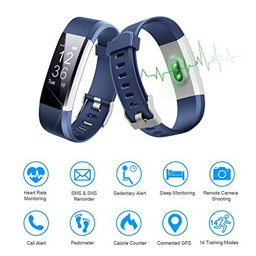 ITRACKER Fitness Tracker [2019], Activity Tracker Watch with Heart Rate Monitor, Waterproof Smart Bracelet with Step Counter, Calorie Counter, Pedometer Watch for Kids Women and Men (Blue Navy)