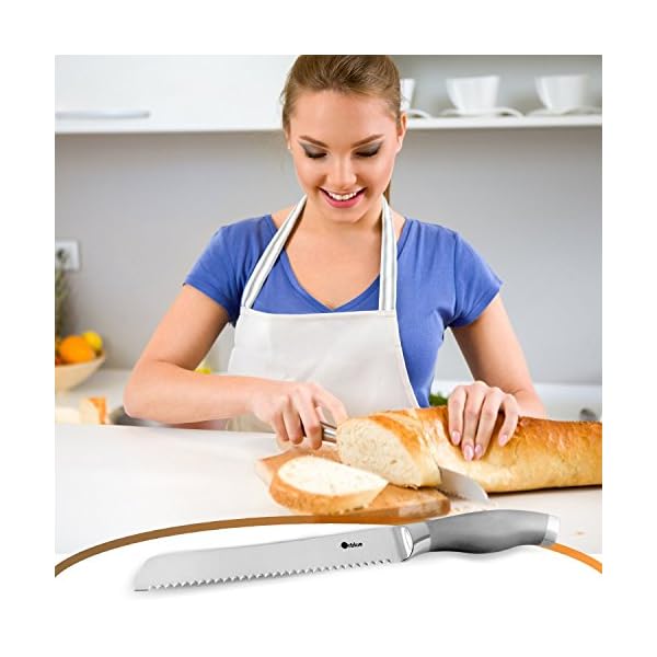 Orblue Serrated Bread Knife with Upgraded Stainless Steel Razor Sharp