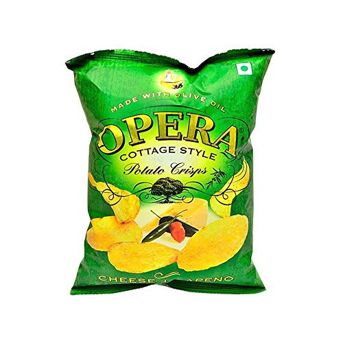 Opera Cottage Style Cheese Jalapeno Potato Crisps 60 grams (2.11 oz) Made with Olive Oil. Made in India - Thumbnail 2