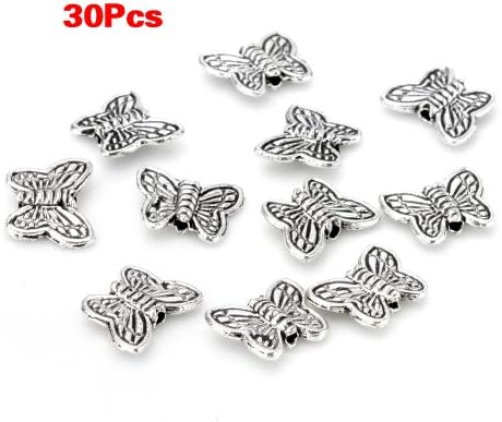 Gleader30pcs Tibetan Silver Butterfly Spacer Charm Beads 10mm ~~