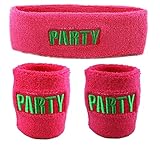 Funny Guy Mugs Party/Rage Unisex Sweatband Set (3-Pack: 1 Headband & 2 Wristbands)