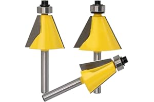 Eyech 3pc Chamfer Router Bits Set, 1/4 Inch Shank Chamfer & Bevel Edge Forming Router Bit |15 22.5 30 Degree