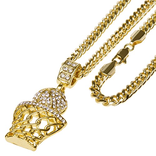 Metaltree98 14k Gold Plated Mini Basketball Rim Pendant 24" Cuban Link Chain CPB 1109 G