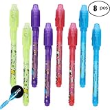 Invisible Ink Pen, Spy Pen Secret Message Writer with uv Light Magic Marker for Drawing Fun Activity Kids Party Favors Ideas Gifts and Stock Stuffer (8pcs)
