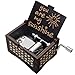 Black Music Box You are My Sunshine, Wood Engraved Hand Crank Sunflowers Musical Boxes Home Decoration for Birthday (Black-You are My Sunshine)
