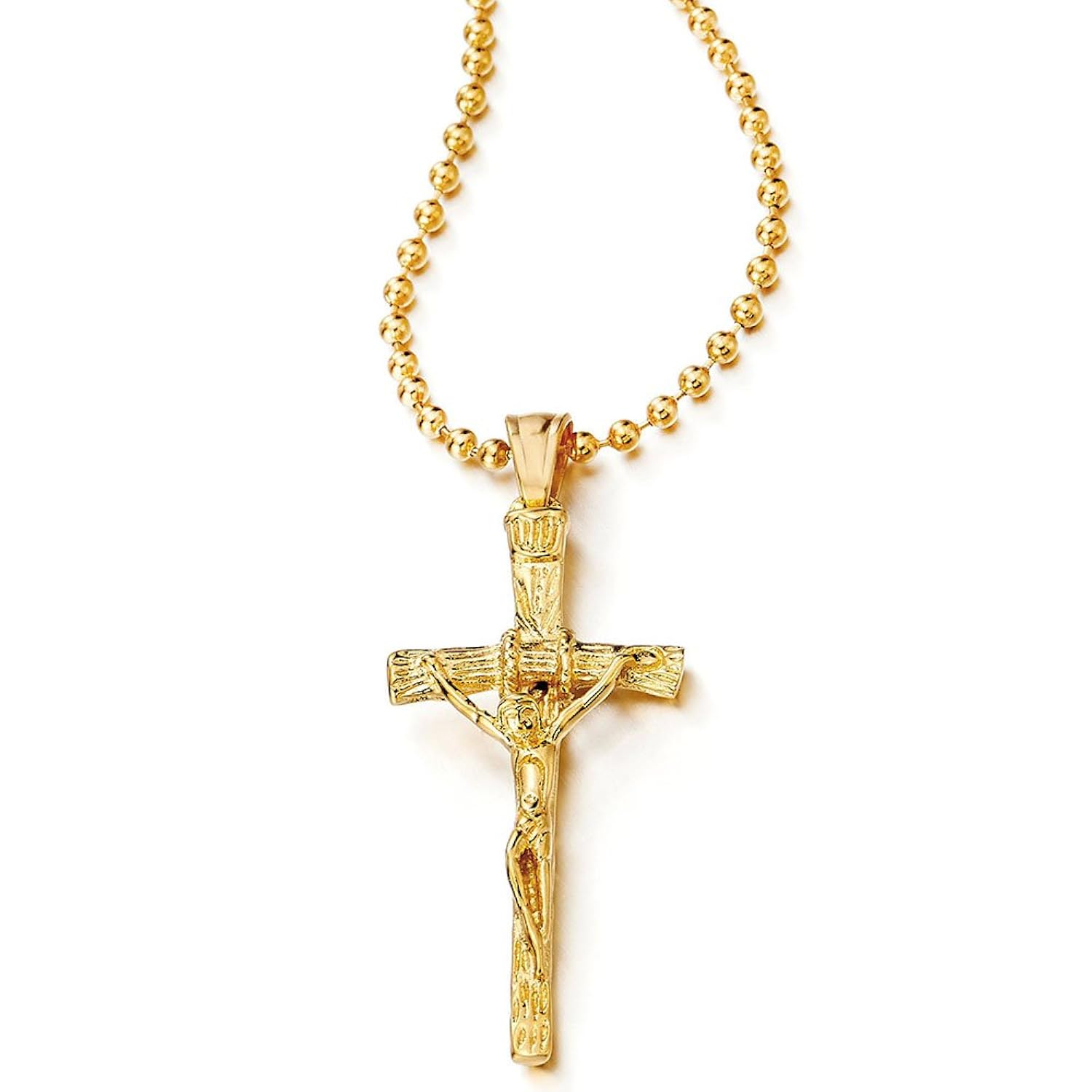 Color Oro Jesús Cristo Crucifijo Cruz Collar con Colgante de Hombre Mujer