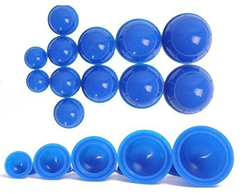 Esmartlife 12 Cups Silicone Medical Vacuum Massage Cupping Cups Health Care Travel Set(Blue)