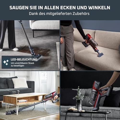 X-Pert 6.60 Animal Akkustaubsauger, 100W Leistung, 45 Min Laufzeit, kabellos & beutellos, LED-Düse, herausnehmbarer Akku, inkl. Fugendüse, Wandhalterung und Tierhaarbürste, rot/schwarz, RH6878