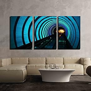 3 Piece Canvas Wall Art - Subway High-Speed Train with Motion Blur - Modern Home Art Stretched and Framed Ready to Hang - 16"x24"x3 Panels