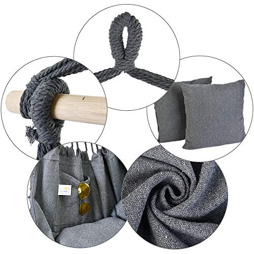 Patio Watcher Oversized Hammock Chair Hanging Rope Swing Seat with 2