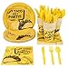 Let's Taco Bout Party Bundle for Birthdays, Fiestas, Includes Plates, Napkins, Cups, and Cutlery (24 Guests,144 Pieces)