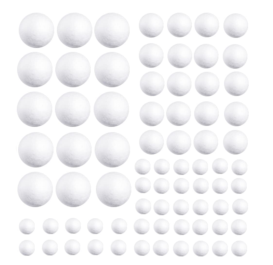 White Foam Balls, 4 Sizes Polystyrene Balls 80pcs Craft Foam Balls for School Project, Art Craft and DIY Christmas Decoration โ image 1