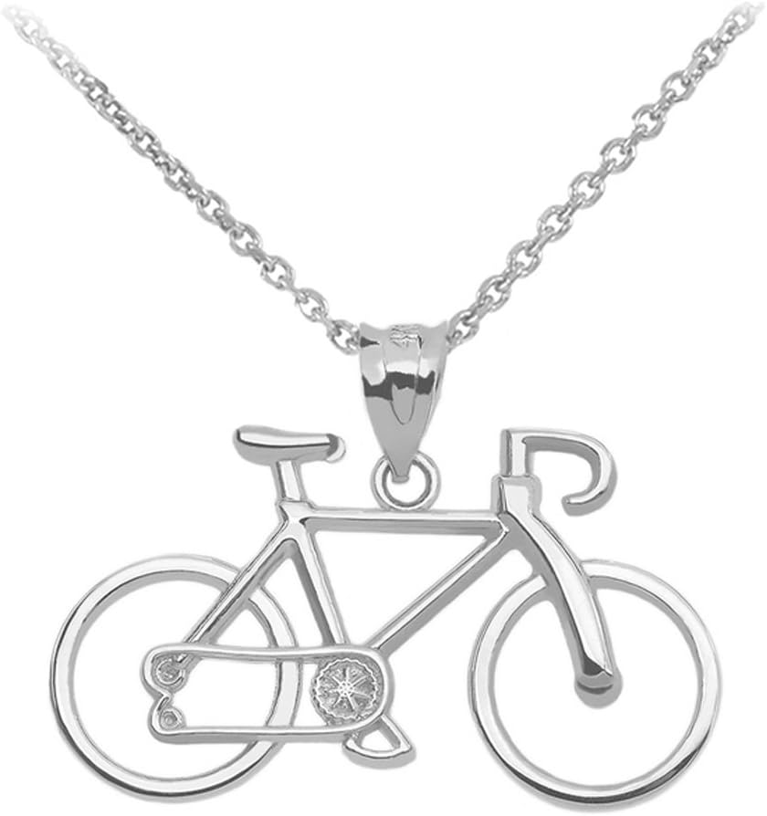 Bicycle Sports Charm Bike Pendant Necklace in 925 Sterling Silver