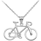 925 Sterling Silver Bicycle Sports Charm Bike Pendant Necklace with Rolo Chain and Pendant only