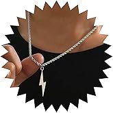 Andelaisi Boho Lightning Pendant Necklace Vintage Thunder Lightning Necklace Gold Lightning Bolt Choker Necklace Adjustable Lightning Rope Chain Necklace Jewelry for Women