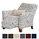 Great Bay Home Modern Velvet Plush Strapless Slipcover. Form Fit Stretch, Stylish Furniture Cover/Protector. Gale Collection Brand. (Recliner, Snowflake - Wild Dove Grey)