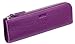 MEKU Pencil Case Genuine Leather Pen Case Stationery Bag Zipper Pouch Pencil Holder with 2 Slots Purple