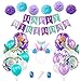 Mermaid balloons birthday party decorations -31 Pieces Mermaid Party Supplies Birthday Decor Pack | Mermaid Balloons, Mermaid Banner, Pom Poms, Headband For Girl Little Mermaid Party Favors