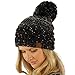 CC Confetti Ombre Big Pom Pom Warm Chunky Soft Stretch Knit Beanie Hat Black