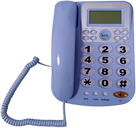LeeKerTel Big Button Corded Phone for Elderly with Caller ID Speed Dial Alarm Function Landline Telephone for Seniors(P034Blue)