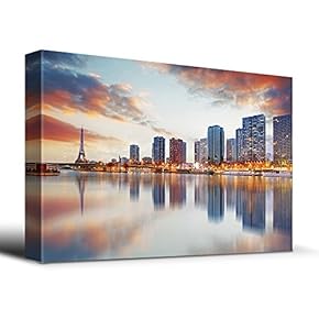 Paris Sunset with The Eiffel Tower - Canvas Art Home Art - 12x18 inches