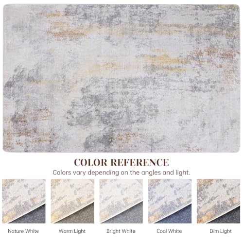 Calore Rugs for Living Room Soft Modern Carpet Non-Slip Bedroom Rug Large Short Pile Area Rugs Home Decor (Abstract Grey, 200 x 250 cm)