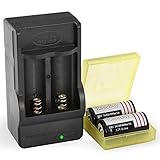 EaseBuy 2pcs 16340 Lithium Batteries CR123A Rechargeable Batteries Camera Batteries with 16340 Battery Charger