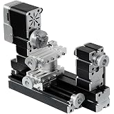 AcmeFlare 4-Axis All-Metal Micro Lathe, High-Power 60W Mini Lathe for Metalworking (Gold, Silver, Aluminum, Copper), Wood &amp; Plastic, with Safety Guard &amp; Quick Indexer