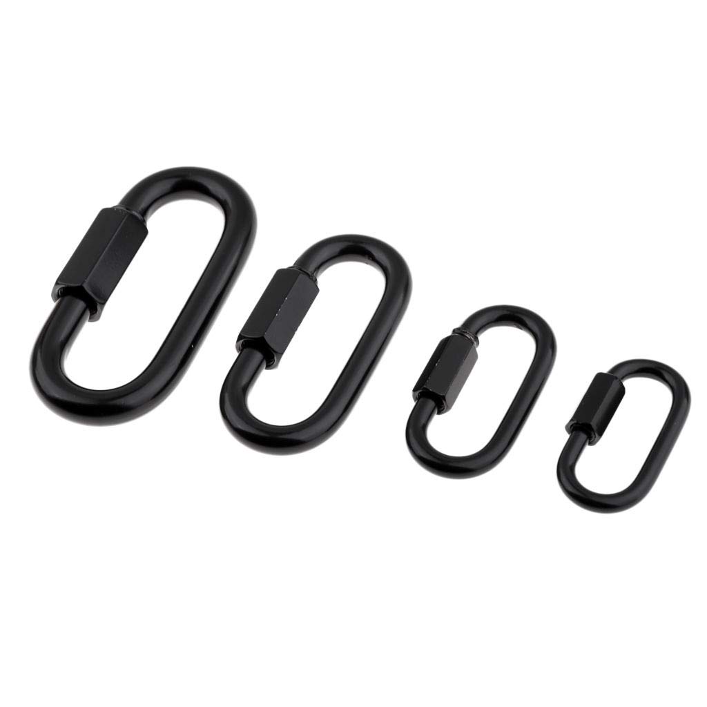 4PCS Stainless Steel Oval Locking Carabiner Quick Link Chain Buckle