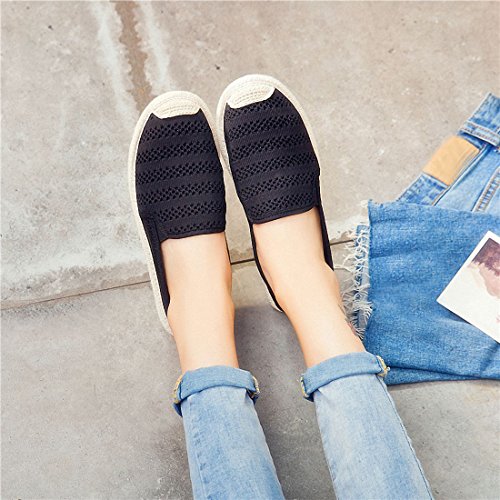 Women's Black Mesh Slip On Loafer Casual Flats Walking Espadrille Sneakers
