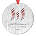 First Christmas As A Family of Three Ornament Farmhouse Woodsy Newborn New Baby Parents Mom Dad Xmas Present Mommy Daddy Ceramic Porcelain Keepsake 3