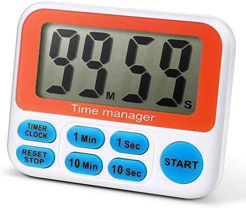 Digital Kitchen Cooking Timer Clock, Simultaneous Timing Countdown Up Pocket Timer with alarm clock, Large Led Display, Memory, Stopwatch Function, Magnetic Back (Battery included)