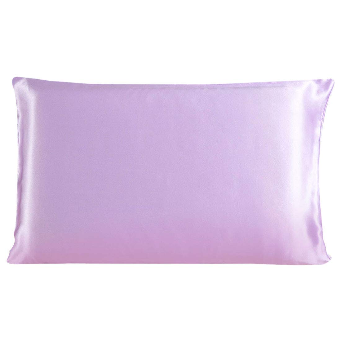 Sourcingmap 100% Pure Mulberry Charmeuse Silk Pillowcase Pillow Case Cover for Hair & Skin 19 Momme 350tc /Travel Size 14x20 Inch/36x51cm Light Purple (1-Piece)