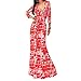 YJWAN Ladies Sexy 3/4 Sleeve Deep V Neck High Waist Floor Length Evening Dress
