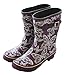 Jileon Half Height Purple with Butterflies Rain Boots for Women-Widest Fit Boots in The US-Wide in The Foot and Ankle-Durable Boots for All Weathers