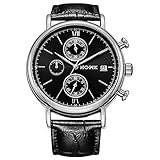 HOWK Men's Chronograph Wrist Watches with Date Analog with Black Leather Band