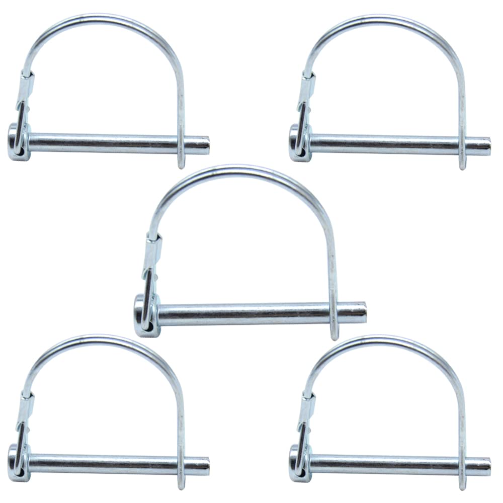 CEEYSEE 5Pcs Shaft Locking Pin 6mm Trailers Lock Hitch Lock Pin Zinc Plated Carbon Steel Round Loop Safety Wire Lock Pin Length 55mm for Farm Trailers Trolley Wagons Lawn Garden Towing (KD.M6 X 55mm)