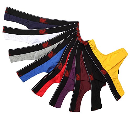 DESMIIT Men's Cotton Thong Pack of 9 US Large