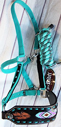 PRORIDER Horse Noseband Tack Bronc Leather Halter Tiedown Lead Rope 280M7985