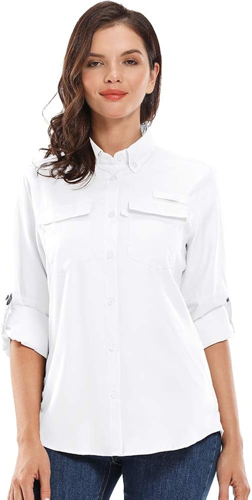 Womens UV UPF 40 Shirts Sun Protection Quick Dry Convert Long Sleeve to