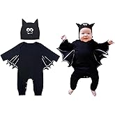 AGQT Newborn Infant Baby Boy Girls Halloween Bat Costume 2PCS Romper Size 0-24 Months