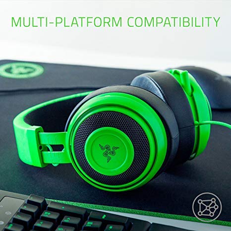 Razer Kraken Pro V2: Lightweight Aluminum Headband - Retractable Mic - in-Line Remote - Gaming Headset Works with PC, PS4, Xbox One, Switch, & Mobile Devices - Green
