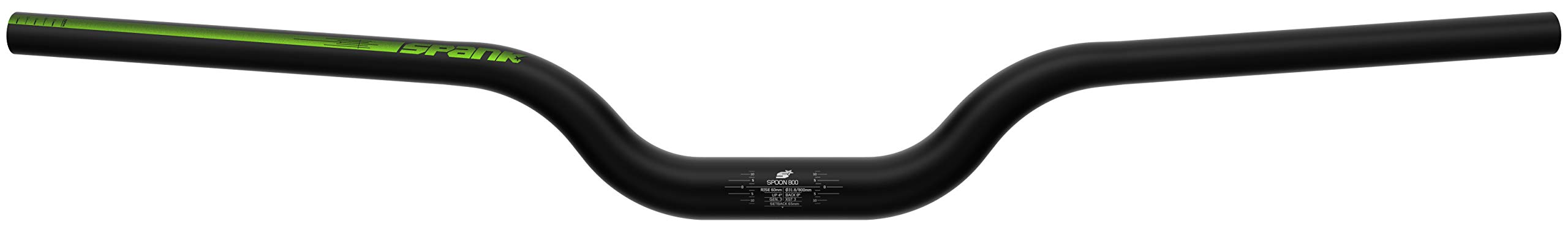 Spank Spoon 800, Rise 60 mm Unisex Adult Hanger, Black/Green, 800 mm — image 1
