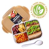 Bento Box Lunch Box, Food Containers with Lids, 3 Compartment Bento Box Containers for Meal Prepping, Reusable Food Prep Containers, BPA Free Containers with Compartments, Bento Lunch Box for Adults