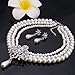 EleQueen Women's Silver-tone Simulated Pearl Crystal Victorian Style Flower Wedding Jewelry Sets For Brides Ivory Color