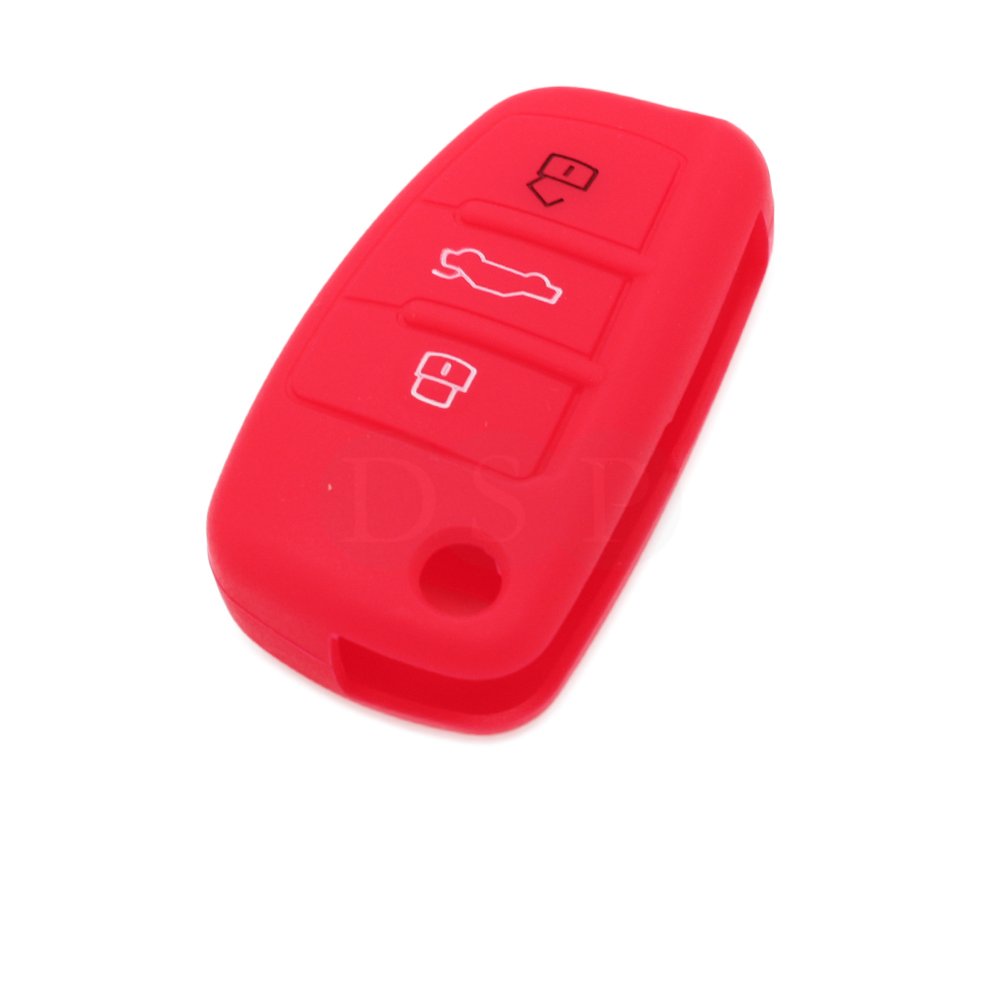 BROVACS Silicone Cover Protector Case Holder Skin Jacket Compatible with AUDI 3 Button Flip Remote Key Fob CV9820 Red