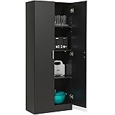 Amazon Basics Storage Cabinet for Kitchen Pantry, Freestanding with 4 Shelves, Black